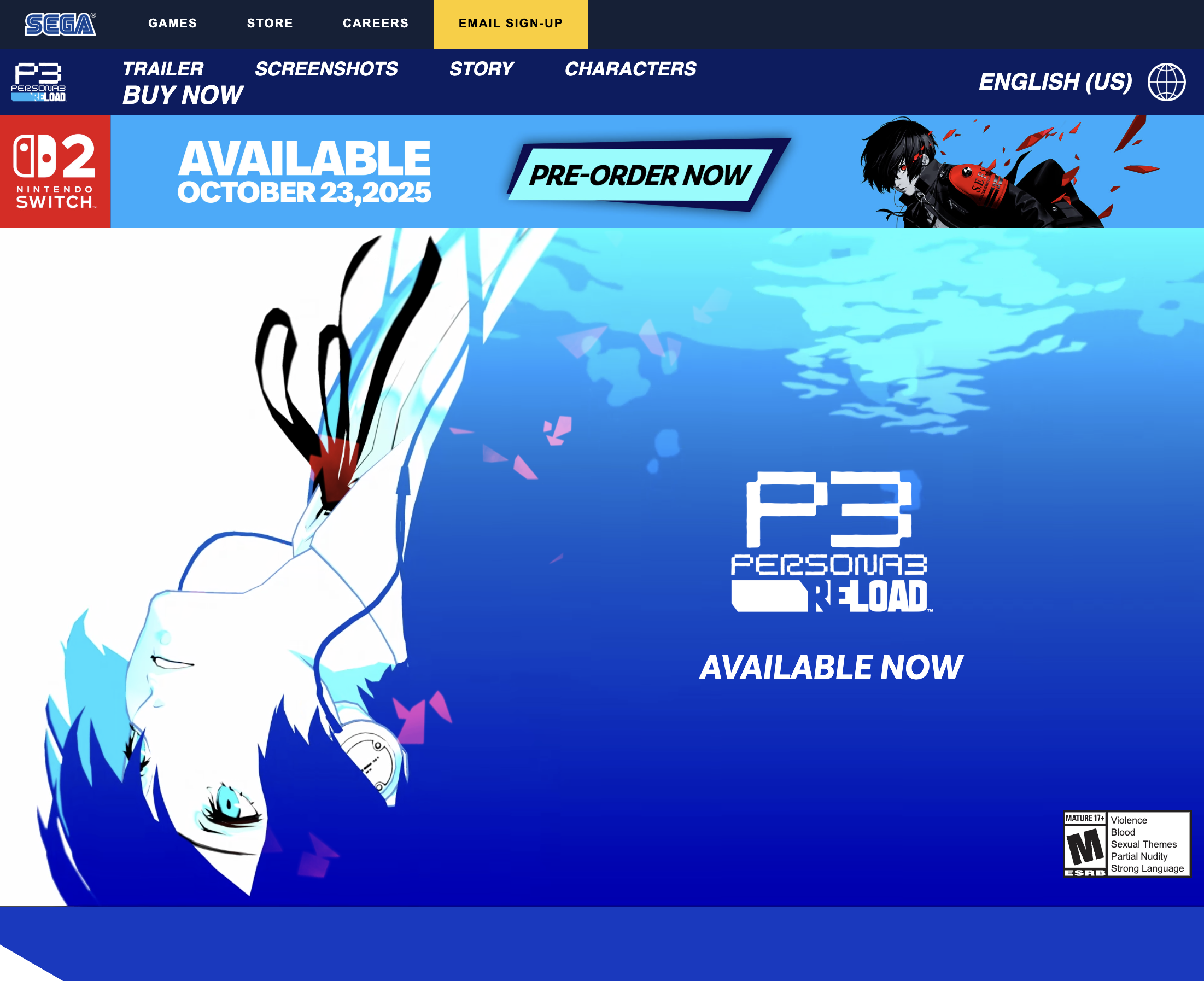 Persona 3 Reload official website